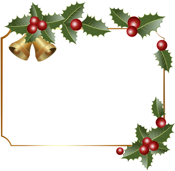 A Gold Frame With Bells And Holly Leaves
