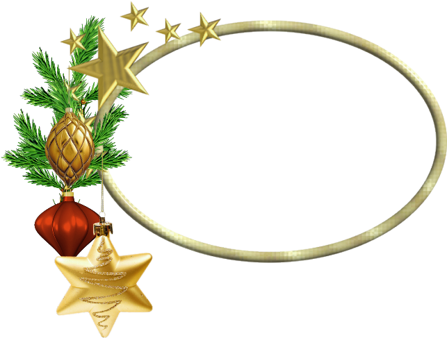 A Gold And Red Ornaments From A Gold Oval Frame