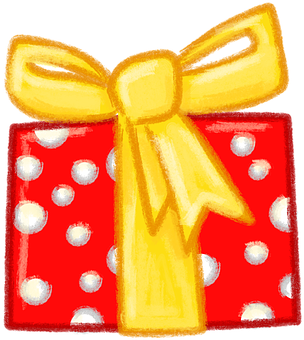 A Red And White Gift Box With A Yellow Bow