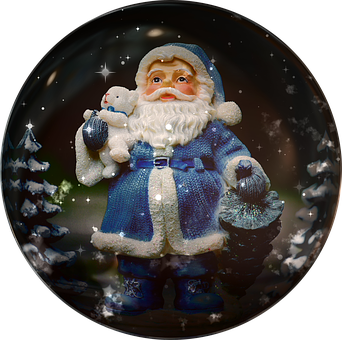 A Snow Globe With A Santa Claus Holding A Teddy Bear
