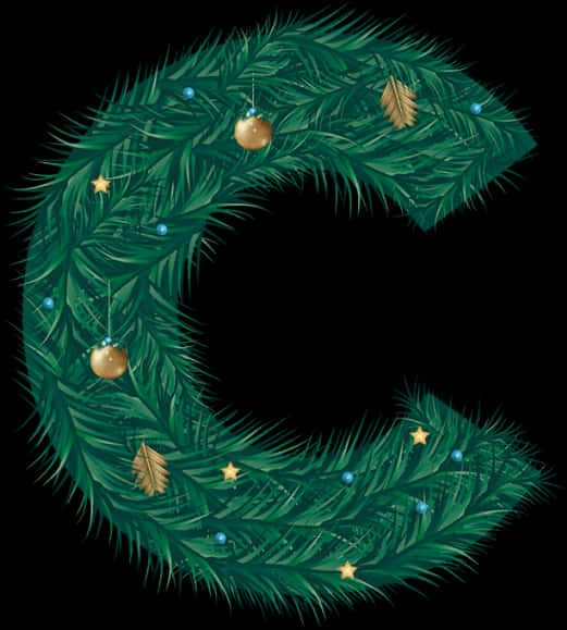 A Letter C Made Of Pine Branches