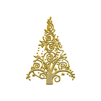 A Gold Tree With Swirls And Vines