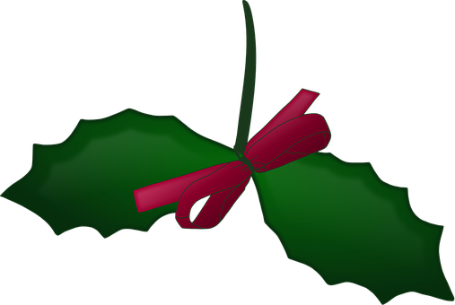 A Green Leaf With A Red Bow