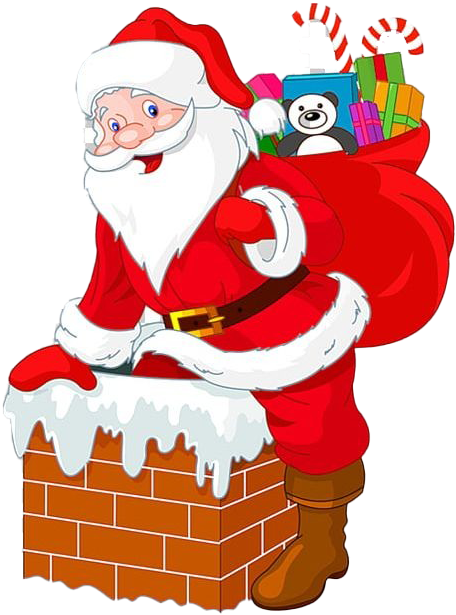 A Cartoon Of Santa Claus In A Chimney