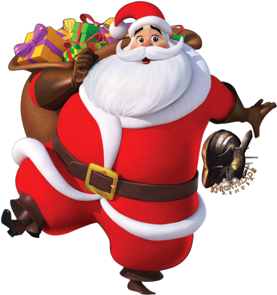 A Cartoon Of Santa Claus Carrying A Bag Of Presents