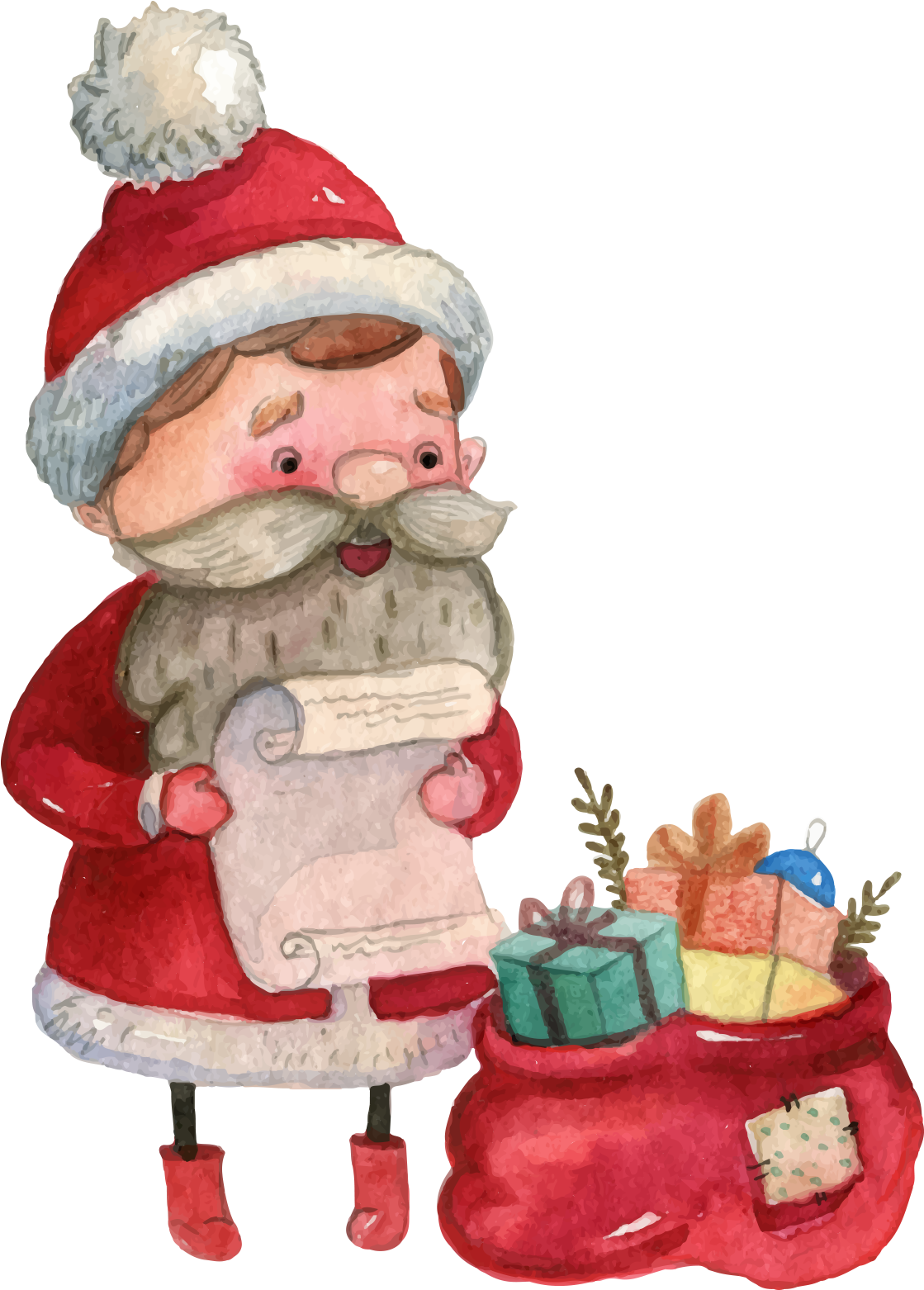 A Cartoon Of A Santa Claus Holding A Paper