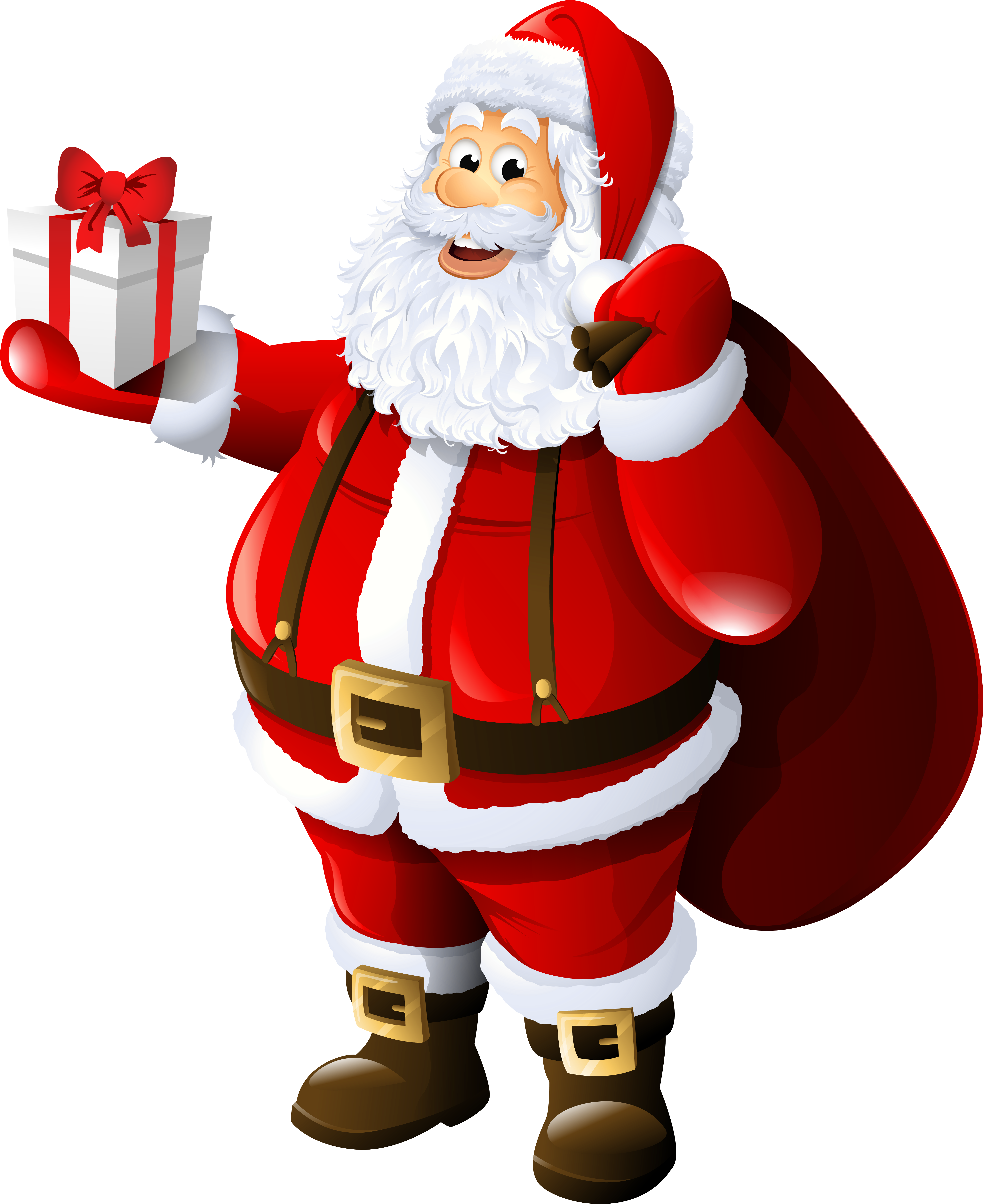 A Cartoon Of A Santa Claus Holding A Gift