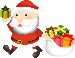 A Cartoon Of A Santa Claus Holding Presents