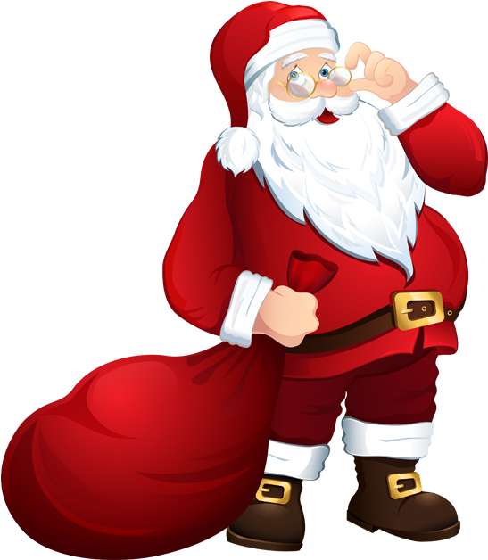 A Cartoon Of A Santa Claus Holding A Bag Of Presents