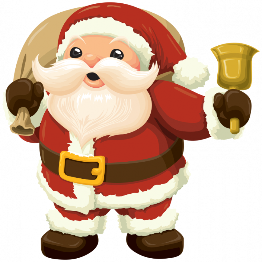 A Cartoon Of A Santa Claus Holding A Bell