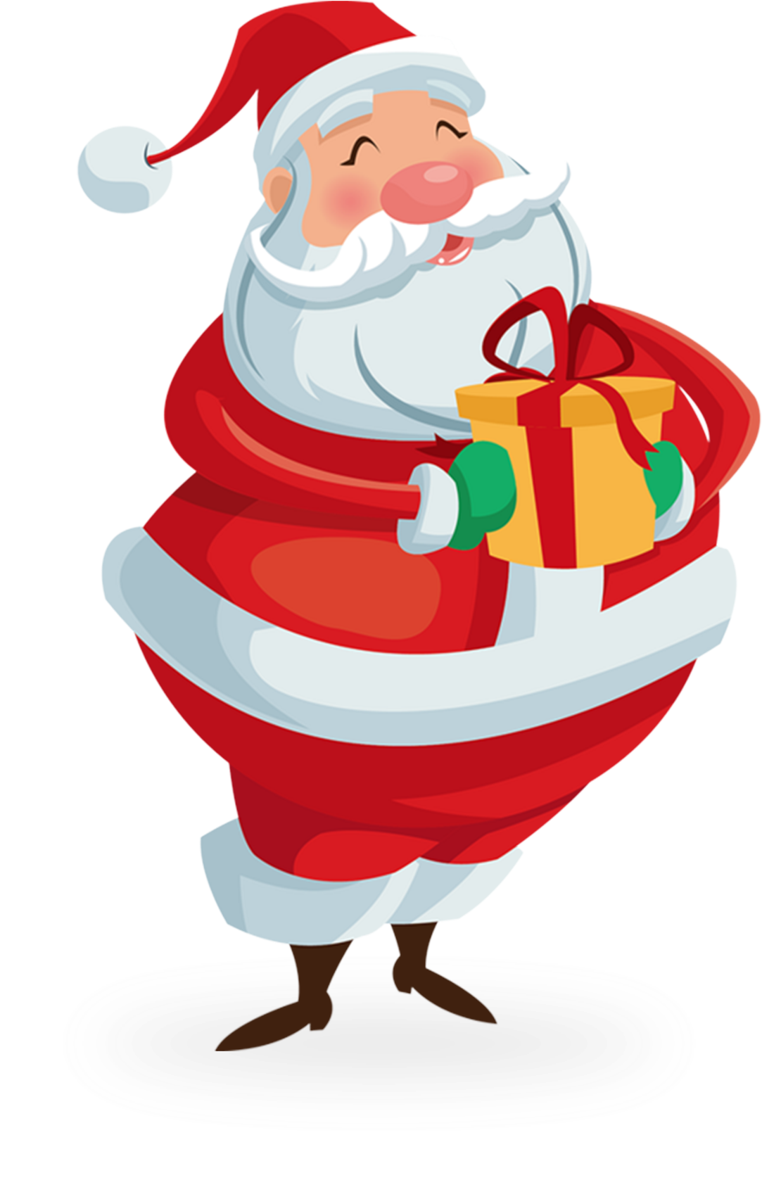 A Cartoon Of A Santa Claus Holding A Gift