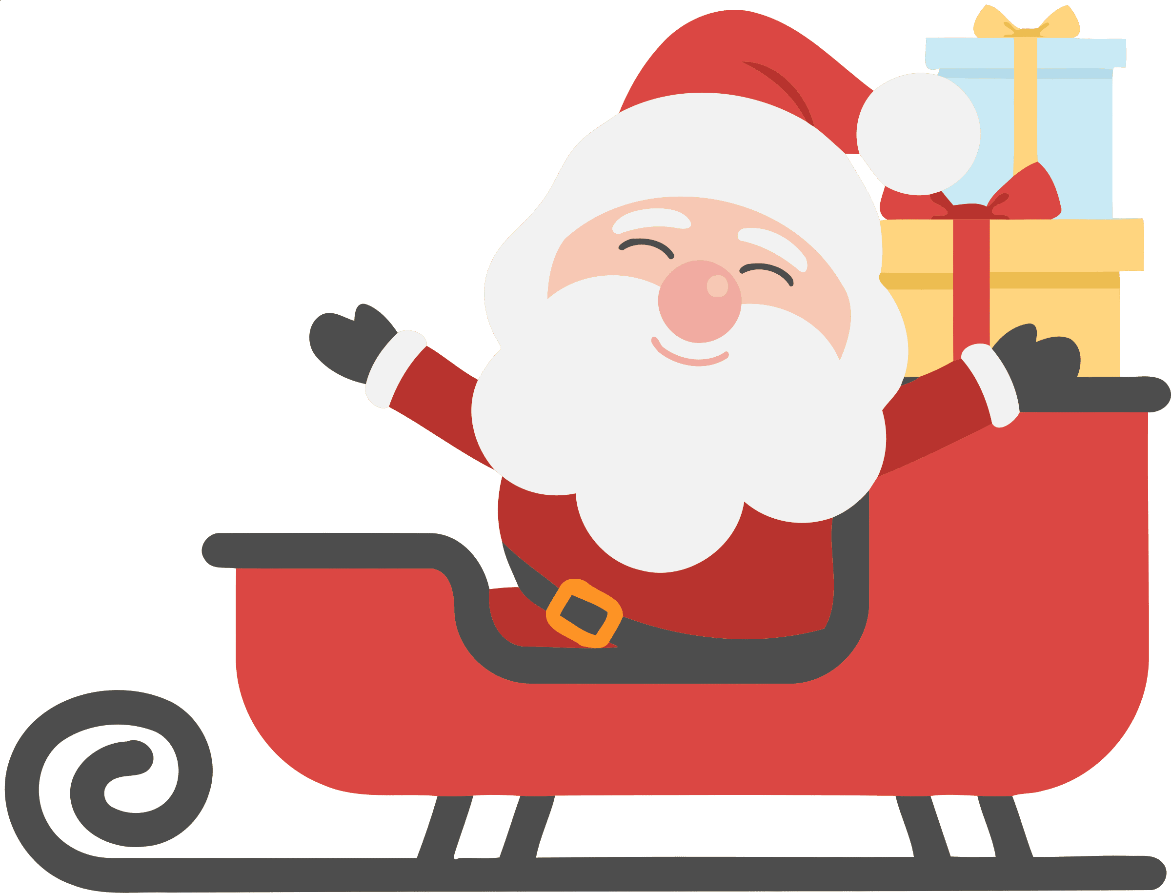 A Cartoon Of A Santa Claus In A Sleigh With A Gift