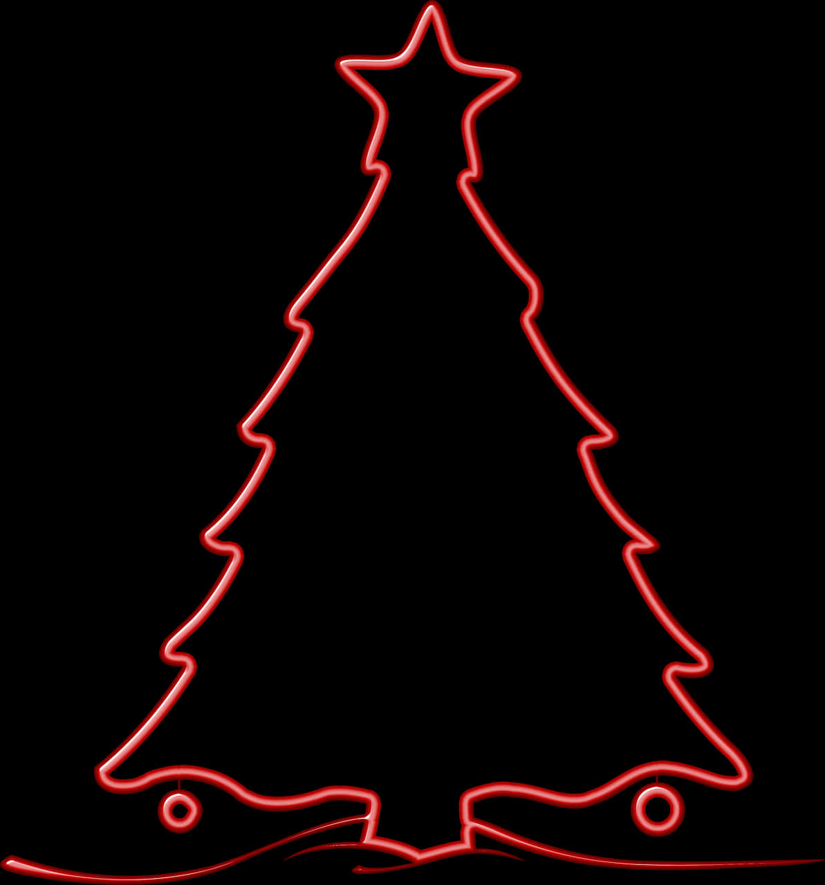 A Red Outline Of A Christmas Tree