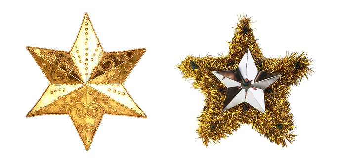 A Gold Star Ornaments On A Black Background