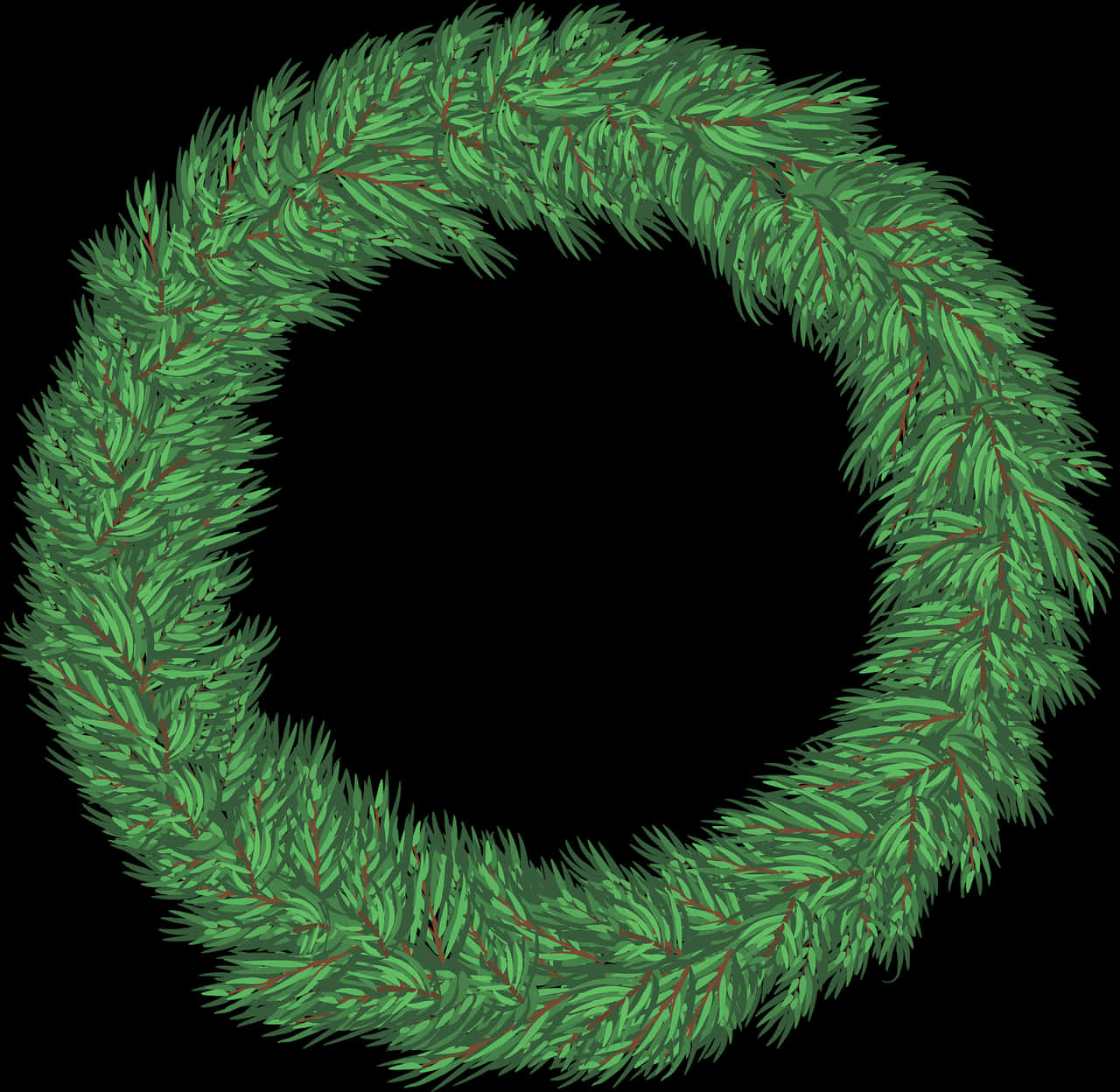 A Green Wreath With Red Needles