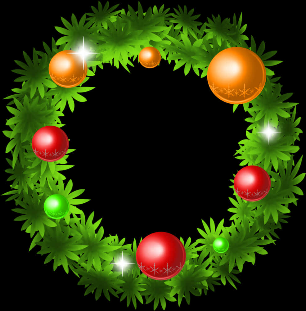 Christmas Wreath With Colorful Balls