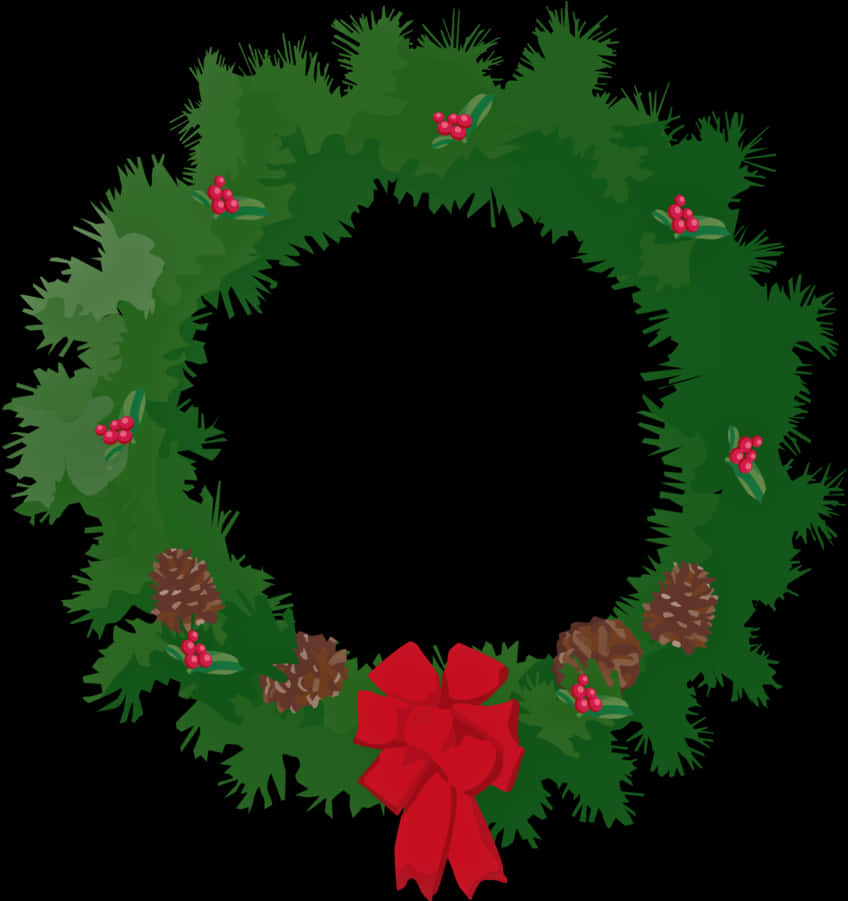 2d Christmas Wreath With Pinecones