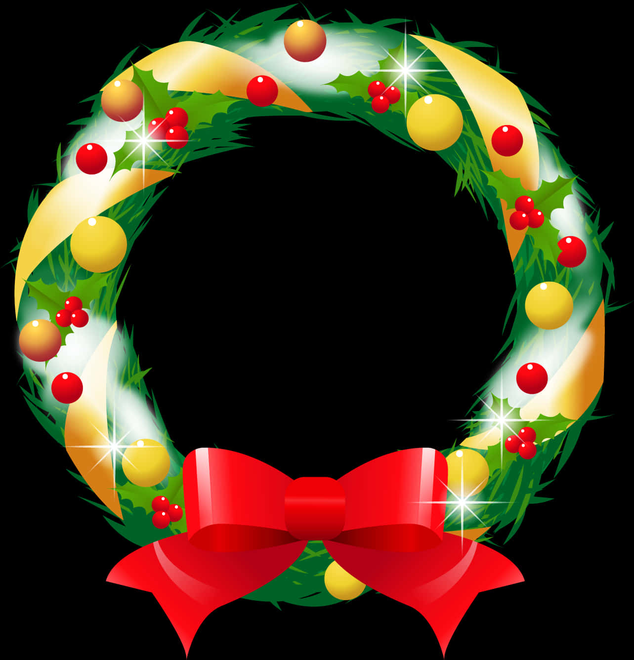 Christmas Wreath With Gold Ribbon