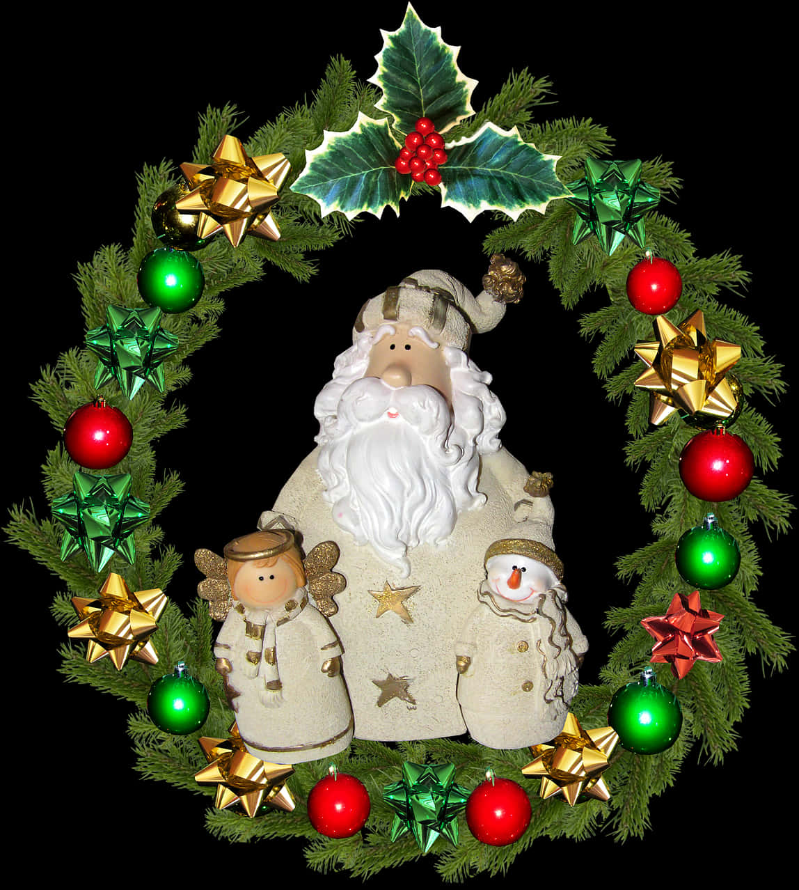 Christmas Wreath With Holiday Figurines