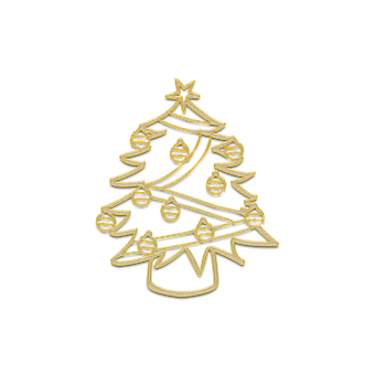 A Gold Christmas Tree With Ornaments