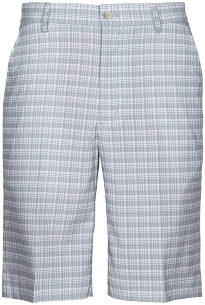 A Pair Of Grey And White Plaid Shorts