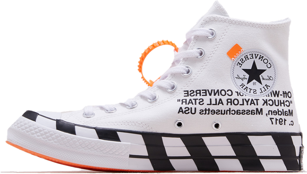 Download A Pair Of White Sneakers With Black And Orange Stripes [100% ...