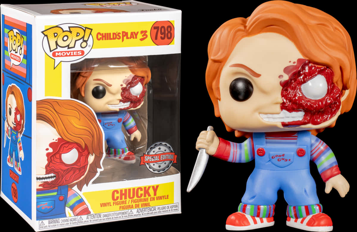 A Toy Figure With A Bloody Face And A Knife In Its Hand