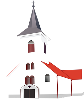 A White Church With A Red Roof