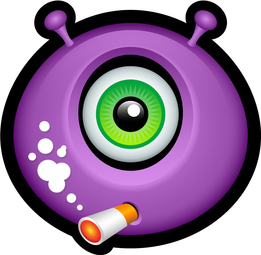 A Cartoon Eyeball With A Cigarette