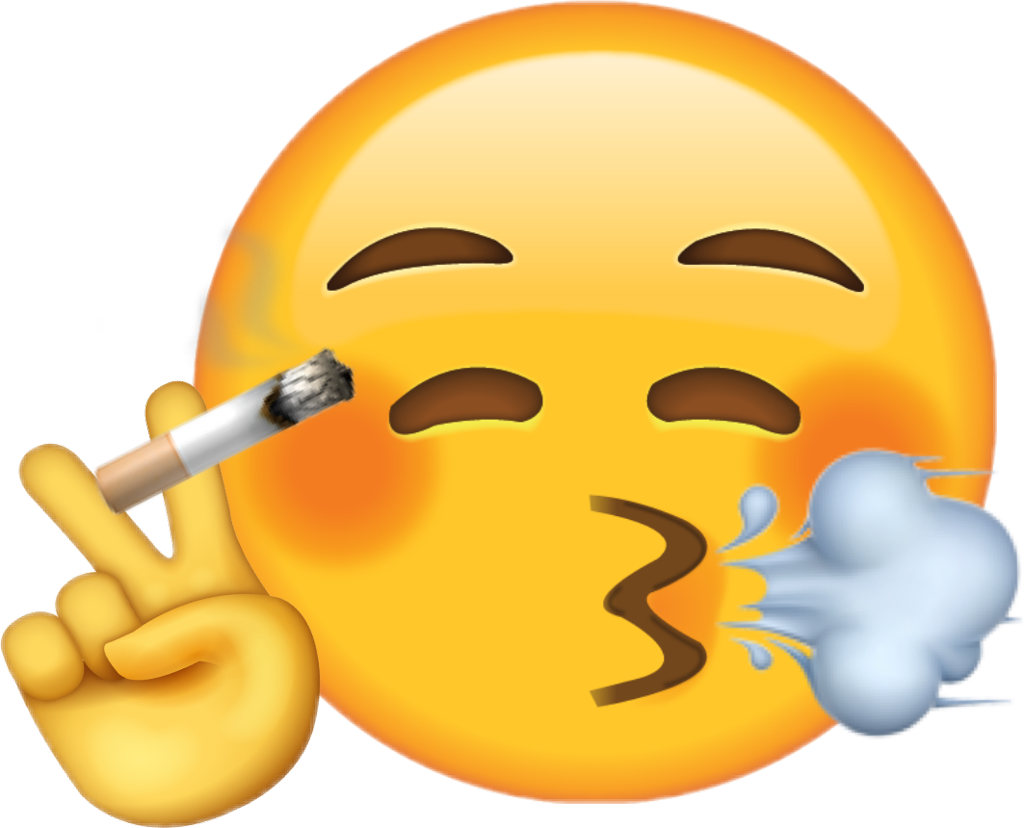 A Yellow Emoji With A Cigarette And Hand