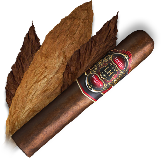 A Cigar And Leaf On A Black Background