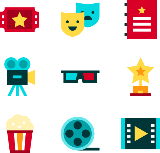 A Set Of Icons Of Movie And Cinema