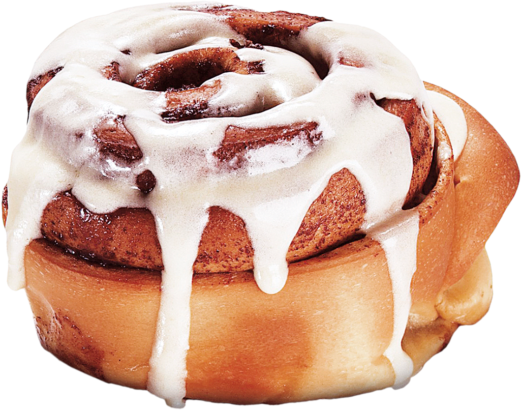 A Cinnamon Roll With White Icing