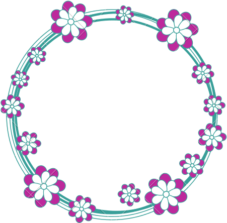 A Circular Frame With Flowers