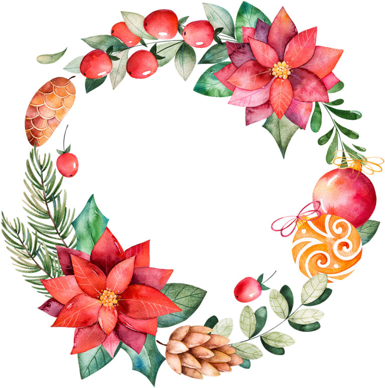 A Wreath Of Flowers And Ornaments