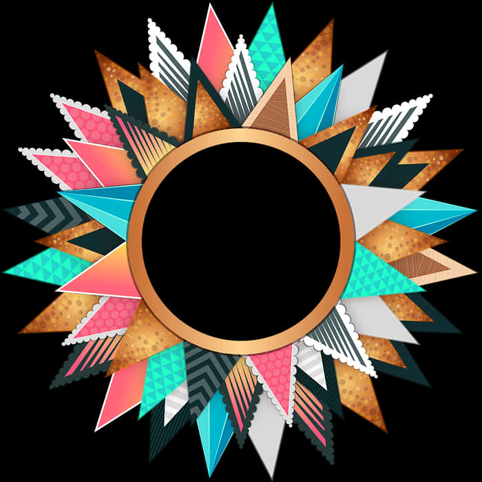 A Circular Frame With Colorful Triangles