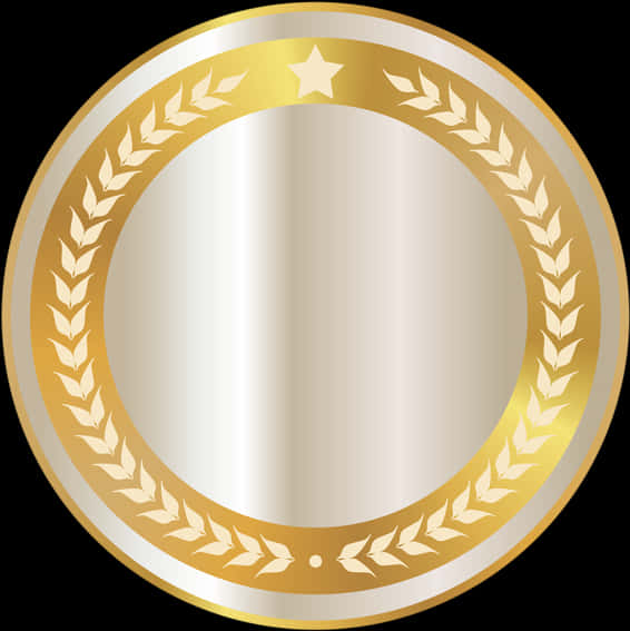 A Circular Gold And White Circle With A Star And Laurel Wreath