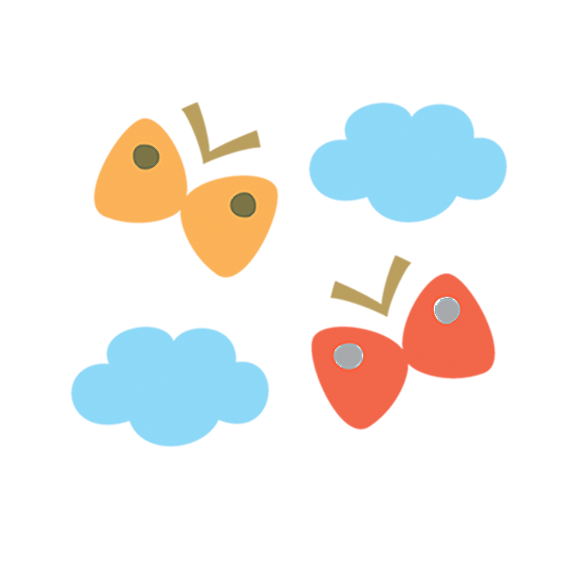 A Circle With Butterflies And Clouds
