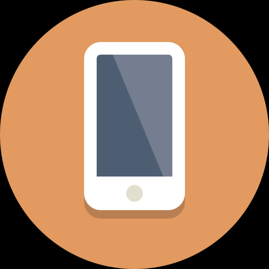 A White Cell Phone On A Brown Circle