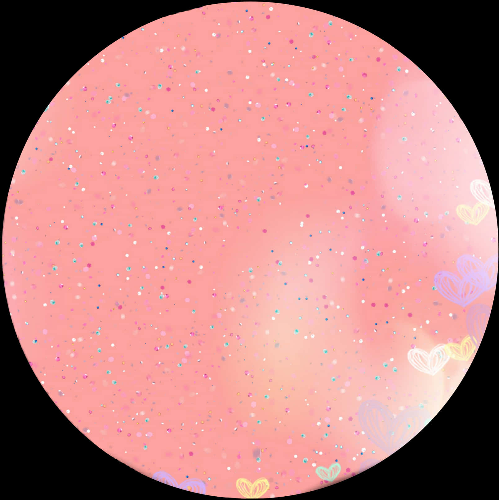 A Pink Circle With Hearts And Dots