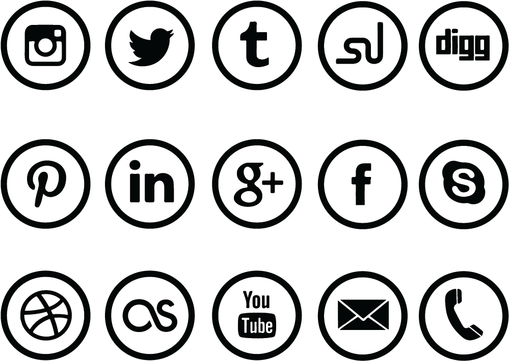 A Group Of Black And White Circles With Logos
