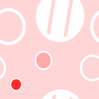 A Pink Background With White Circles And A Red Circle