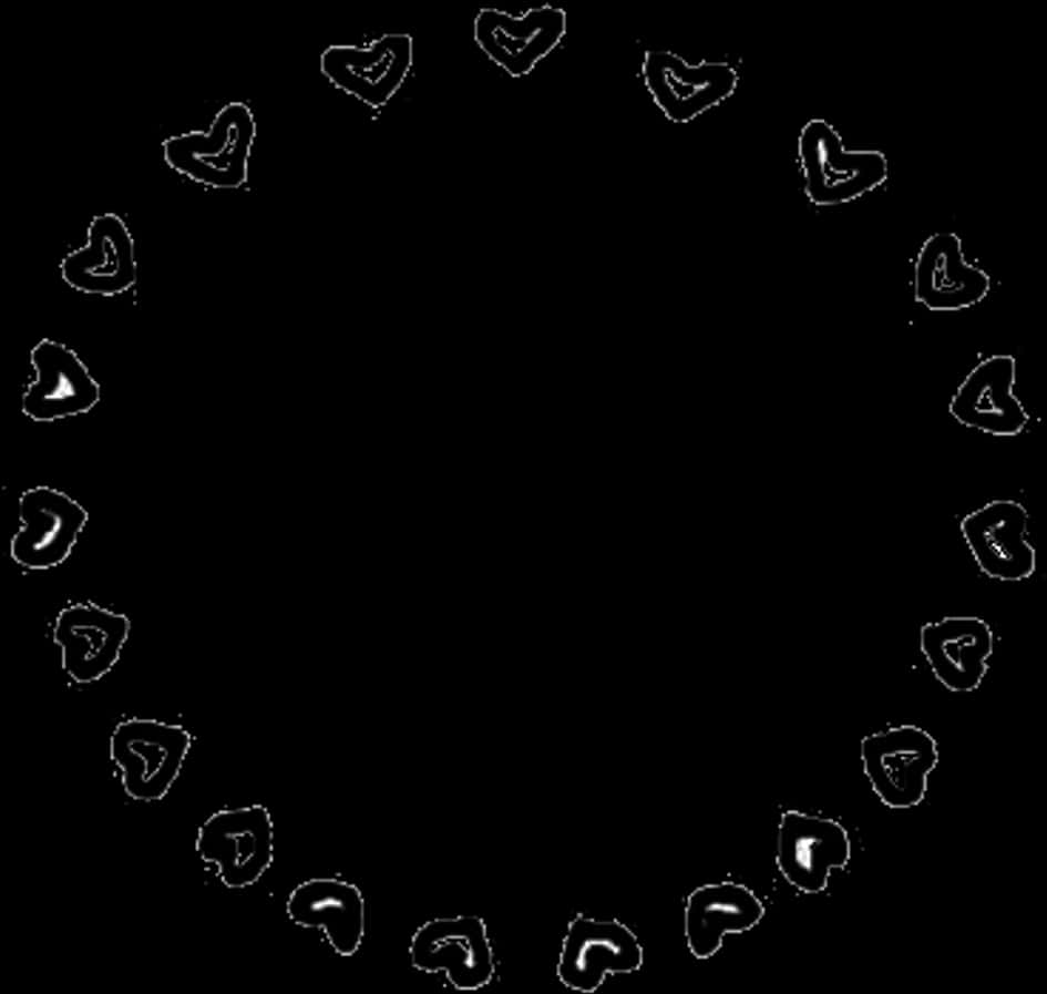 A Circle Of Hearts On A Black Background