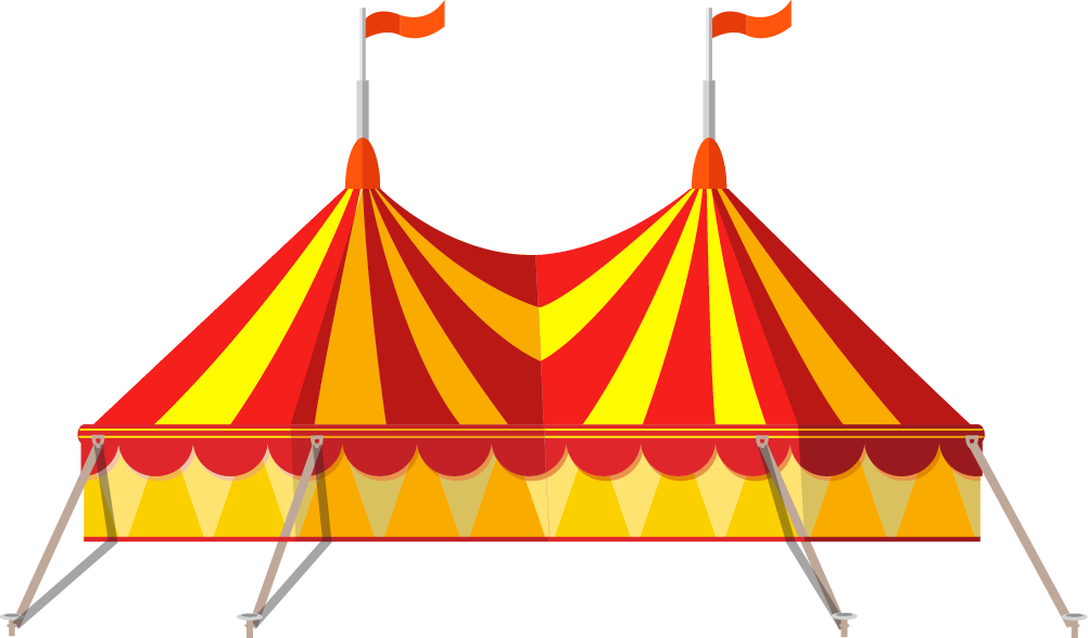 A Red And Yellow Striped Tent
