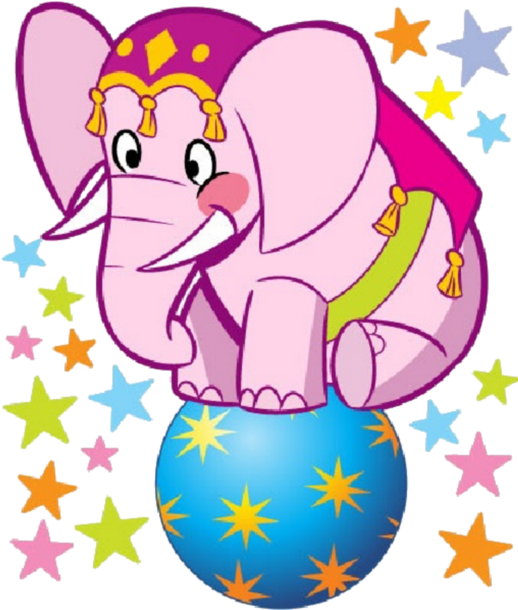 A Cartoon Elephant On A Ball