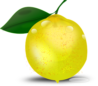 A Yellow Lemon With Green Leaves
