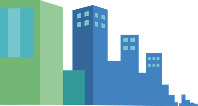 Blue And Green City Buildings