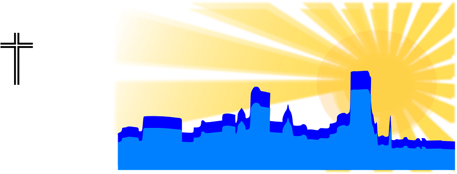 A Blue Silhouette Of A City