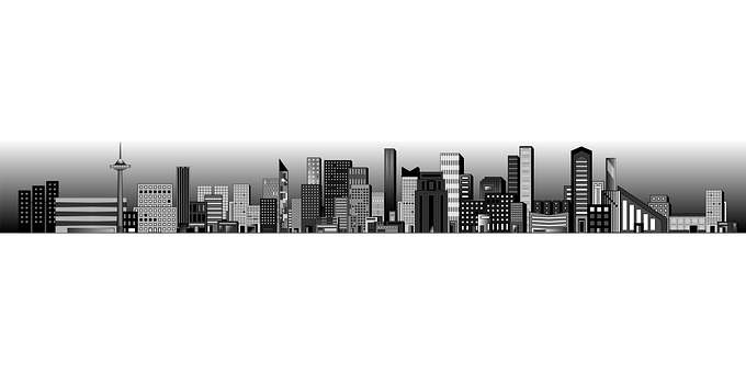 Grayscale City Skyline