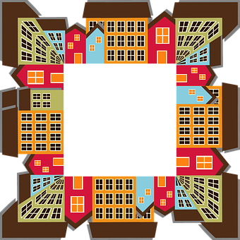 A Square Frame Of Colorful Buildings